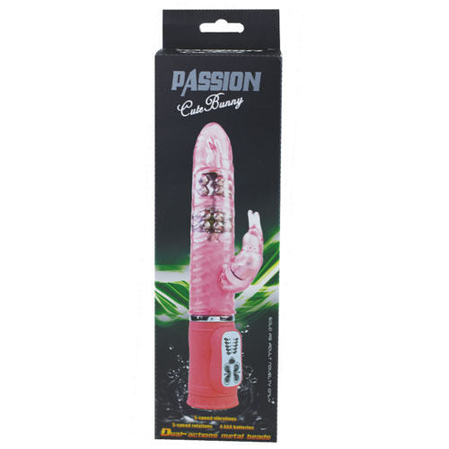 Vibrator Rotator, Baile - Cute Passion Bunny 10F, 10 Functii de Vibratie si Rotire, 27 CM Roz